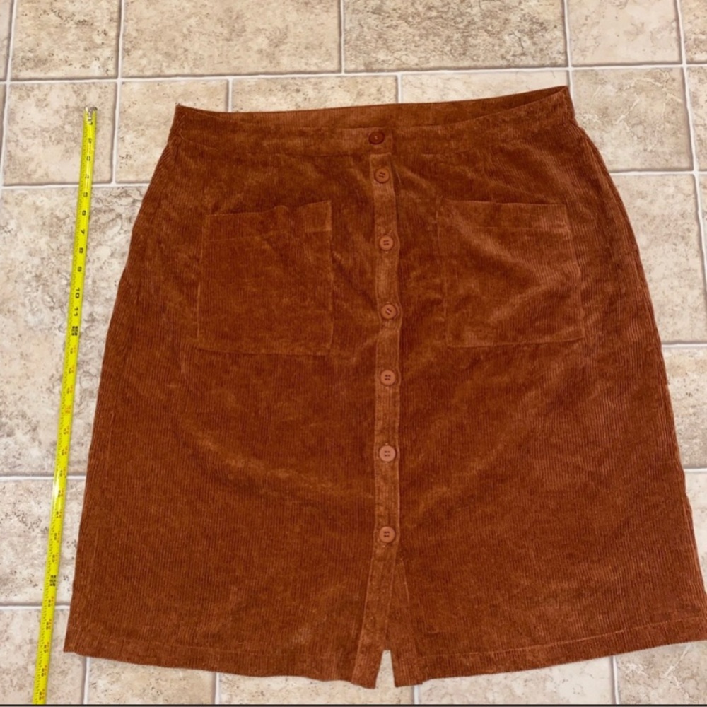 SHEIN Faux Corduroy Midi Skirt